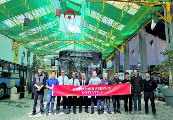 Zhongtong Bus service team provides driver training and bus maintenance support in Algeria for overseas operations.